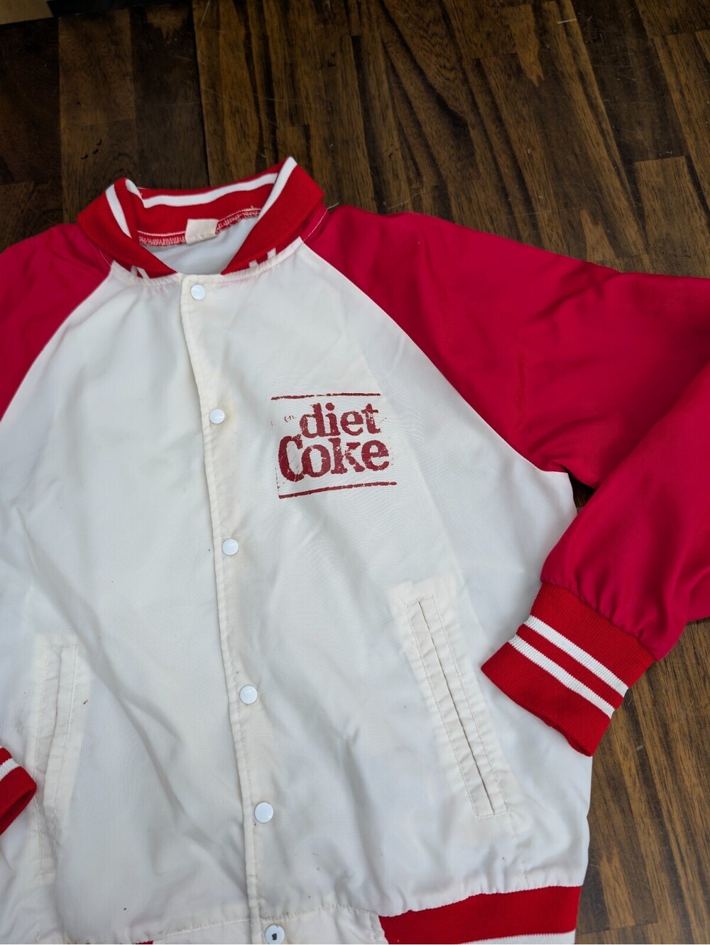 Vintage Diet Coke Bomber Jacket Red White Snap Button Size M